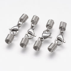 Lobster Clasp w/Cord Ends, Stainless Steel 5/pk