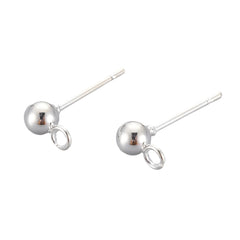 Earring Studs with Loop Stainless Steel Silver 10/pk