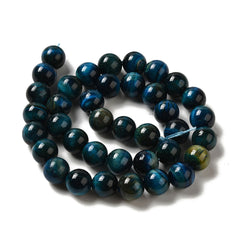 10mm Tiger Eye Blue (Natural/Dyed) Beads 15-16" Strand