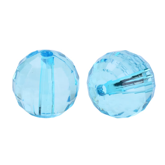 Faceted Plastic Beads 8mm Transparent Aqua 50g