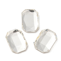 Rhinestone Cabochon Rectangle 14x10mm Crystal 4/pk