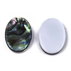 Shell Cabochons, Natural Abalone Oval 14x10mm 2/pk