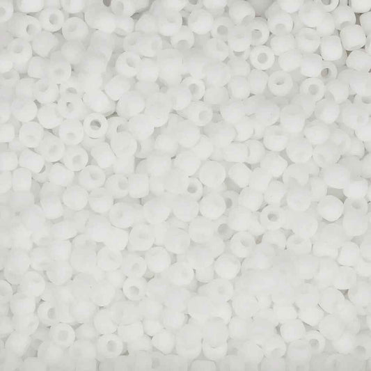 11/0 Toho Seed Beads #41f Opaque Frosted White 250g Bag