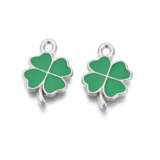 Clover Enamel Charm 19x13mm 5/pk