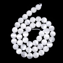 Selenite Beads 8mm Round Grade AAA (Natural) 15-16" Strand