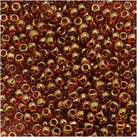 6/0 Toho Seed Beads #421 Gold Luster Tr Pink 8-9g Vial