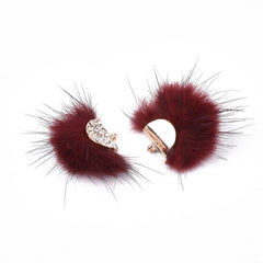 Faux Mink Fur Tassels, Dark Red 2/pk