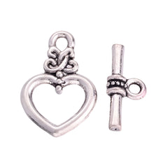 Toggle Clasp Heart 20x13mm Antique Silver 10/pk
