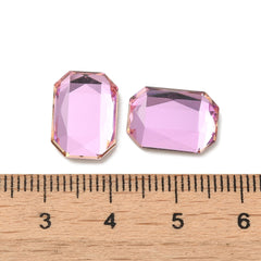 Rhinestone Cabochons, Rectangle 14x10mm Light Rose 4/pk