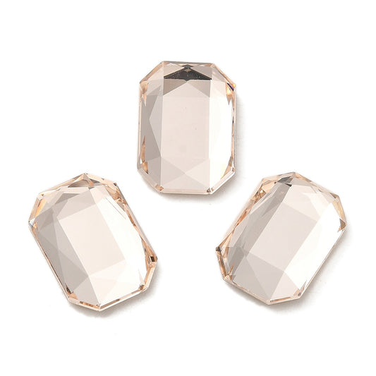 Rhinestone Cabochons, Rectangle 14x10mm Light Peach 4/pk