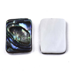 Shell Cabochons, Natural Abalone Rectangle 15x10mm 2/pk