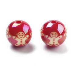 15mm Round Acrylic Gingerbread Man Beads 5/pk