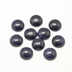 Gemstone Cabs, Round 12mm Goldstone Blue (Synthetic/Dyed) 2/pk