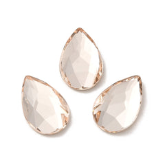 Rhinestone Cabochon Teardrop 14x9mm Light Peach 4/pk