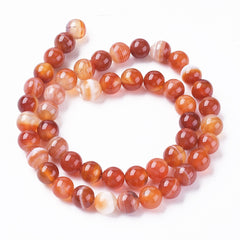 4mm Agate Striped Orange (Natural/Dyed) Beads 15-16" Strand