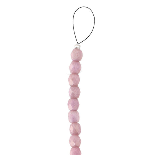 Fire Polished 4mm Round Chalk Lilac Luster 40/Strand