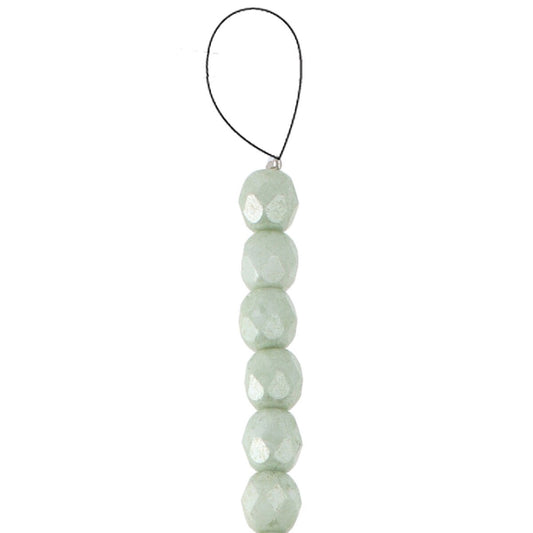 Fire Polished 6mm Round Chalk Green Luster 25/Strand