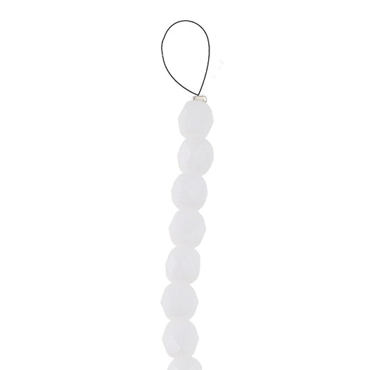 Fire Polished 6mm Round Chalk White 25/Strand