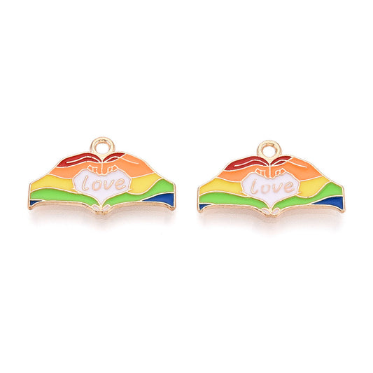 Pride Enamel Hands Heart Love Charm 5/pk