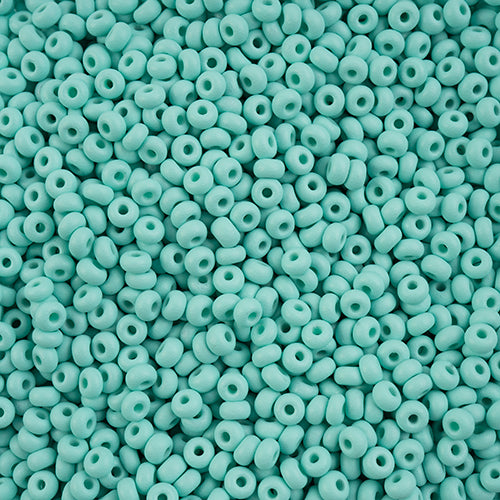 8/0 Czech Seed Beads #077 Permalux Matte Mint 22g