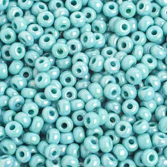 8/0 Czech Seed Beads #64130V Opaque Turquoise AB 22g