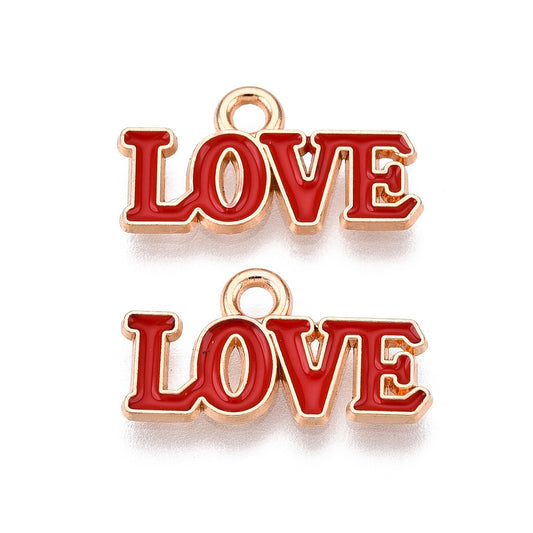 Love Enamel Metal Charm 10x18mm 5/pk