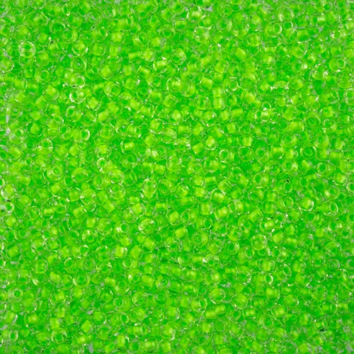 8/0 Czech Seed Beads #01518V Colour Lined Neon Green 22g