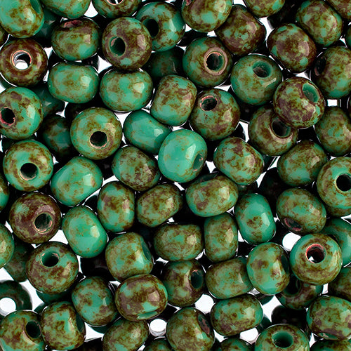 2/0 Czech Seed Beads #1528V Op Travertine Turquoise 22g
