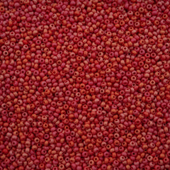 11/0 Czech Seed Beads #43190 Opaque Red Matte Rainbow 23g