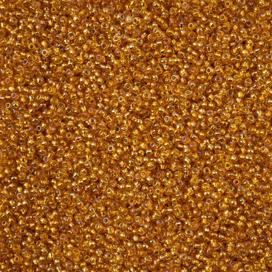11/0 Czech Seed Beads #43198 Silver Lined Orange Rainbow 23g