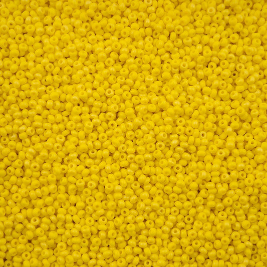 11/0 Czech Seed Beads #43202 Opaque Yellow Matte Rainbow 23g