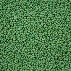 11/0 Czech Seed Beads #43205 Opaque Green Matte Rainbow 23g