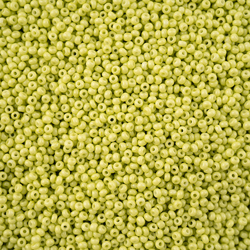 11/0 Czech Seed Beads #43248 Op Lt Green Chalk Solgel 23g