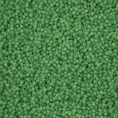 11/0 Czech Seed Beads #43273 Alabaster Dark Green Solgel 23g