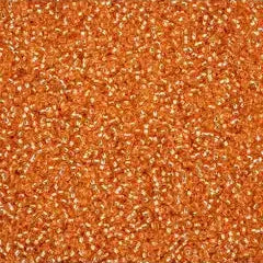 11/0 Czech Seed Beads #43281 Silver Lined Orange Solgel 23g