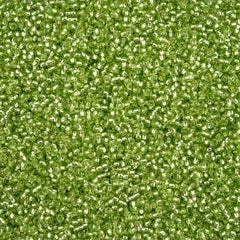 11/0 Czech Seed Beads #43295 Silver Lined Green Solgel 23g