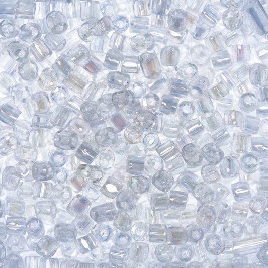 9/0 Czech 3-Cut Seed Beads Transparent Crystal Iris 13g