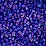 9/0 Czech 3-Cut Seed Beads Tr Sapphire/ Pink Lined Rainbow 13g