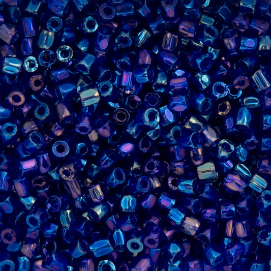 9/0 Czech 3-Cut Seed Beads Transparent Navy Blue Iris 13g