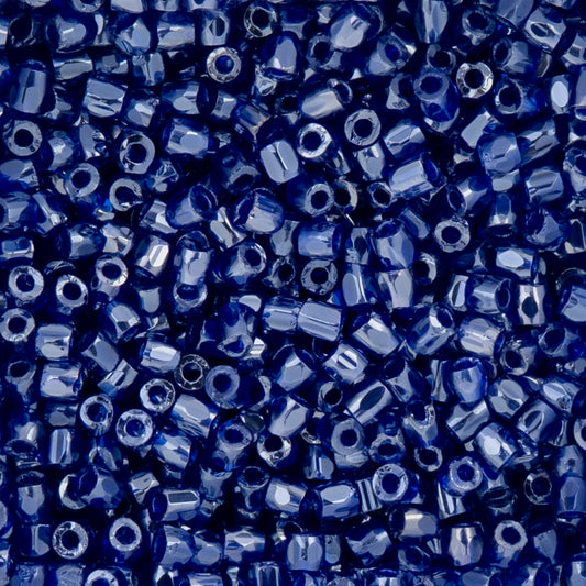 9/0 Czech 3-Cut Seed Beads Transparent Dark Blue Luster 13g