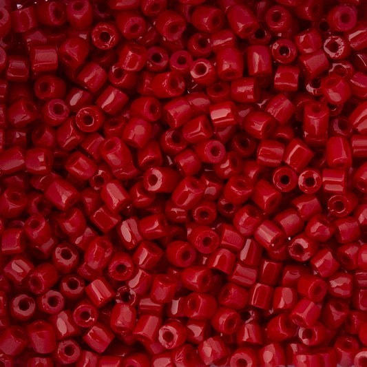 9/0 Czech 3-Cut Seed Beads Opaque Medium Red 13g