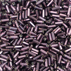 #2 Czech Bugle Beads Silver Lined Purple 25g Bag