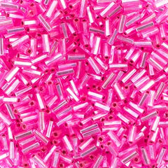 #2 Czech Bugle Beads Silver Lined Fuchsia 25g Bag