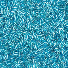 #3 Twisted Czech Bugle Beads Silver Lined Aqua 25g Bag