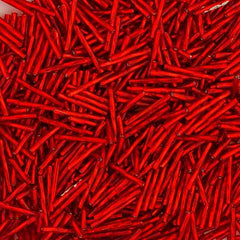 20mm Twisted Czech Bugle Beads Silver Lined Light Red 25g Bag