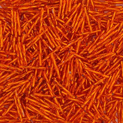 20mm Twisted Czech Bugle Beads Silver Lined Orange 25g Bag