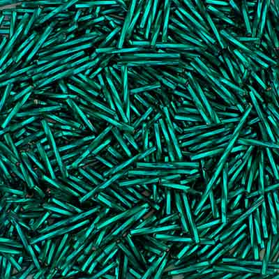 20mm Twisted Czech Bugle Beads Silver Lined Teal 25g Bag