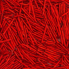 25mm Twisted Czech Bugle Beads Silver Lined Light Red 25g Bag