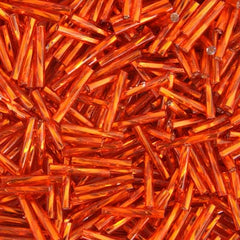 15mm Twisted Czech Bugle Beads Silver Lined Orange 25g Bag