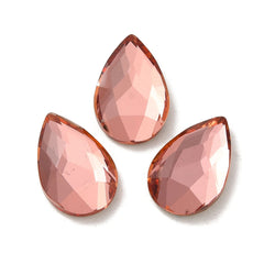 Rhinestone Cabochons, Teardrop 14x9mm Padparadscha 4/pk